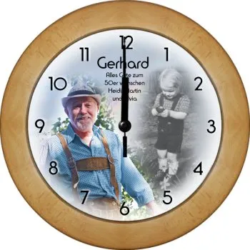 Zeitlos schöne Fotouhr aus Buchenholz