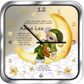 Geburtsuhr eckig Motiv 1