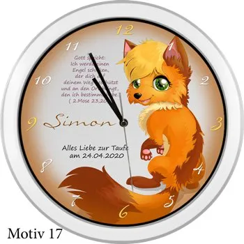 Geschenk zur Taufe - Taufuhr weiss mit Namen des Kindes