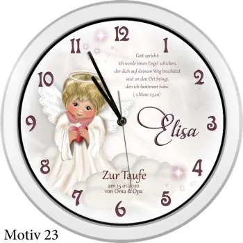 Taufgeschenk Schutzengel Uhr mit Namen und Taufdatum