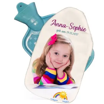 kuschelige Wärmflasche mit Foto und Text