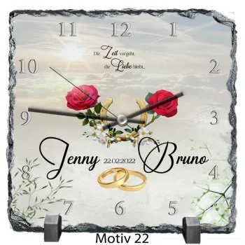 Einzigartiges Hochzeitsgeschenk - Personalisierte Schieferplattenuhr
