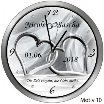 Hochzeitsuhr Metallrahmen rund Motiv10