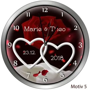 Hochzeitsuhr Metallrahmen rund Motiv5