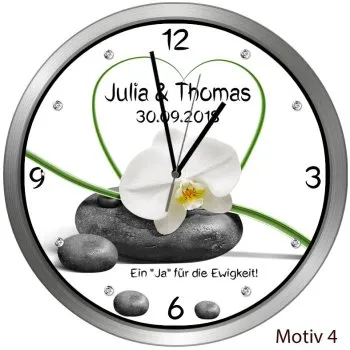 Hochzeitsuhr Metallrahmen rund Motiv4
