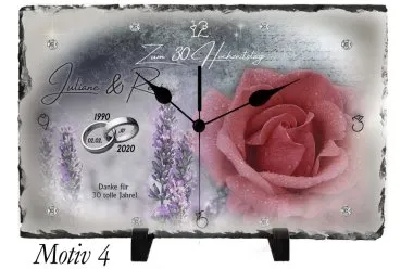 Geschenk zum 30. Hochzeitstag - Schieferuhr oder Schieferbild rechteckig mit Namen