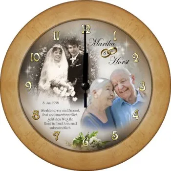 60 Jahre verheiratet - Fotouhr Holzrahmen
