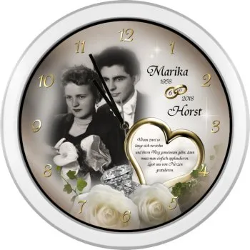 Wanduhr zur diamantenen Hochzeit
