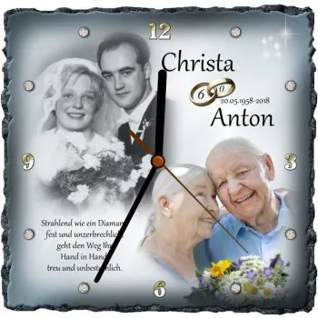 Geschenk zur Diamanthochzeit - die Schieferuhr