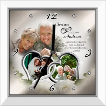 Hochzeitsbild oder Hochzeitsuhr - Modernes Geschenk zur Silberhochzeit