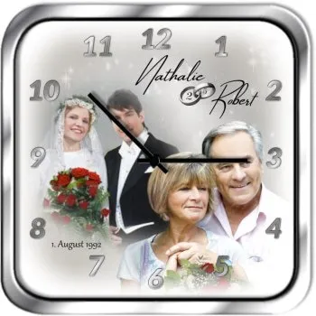 Silberhochzeit Geschenk Fotouhr eckig