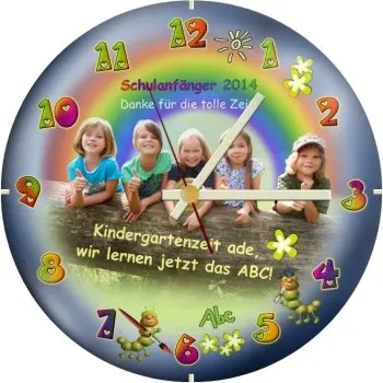Zum Kindergartenabschied - Wanduhr mit Kuppelglasabdeckung - modern und zeitlos-elegant