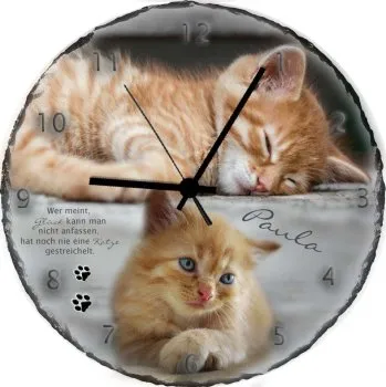 Schieferuhr - Fotouhr - das besondere Geschenk - rund