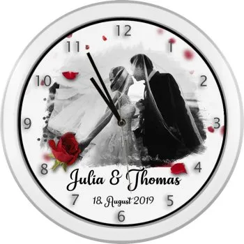 Hochzeitsuhr mit Fotos weiss