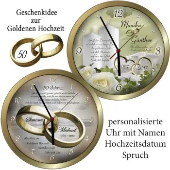 Personalisierte Uhr zur Goldenen Hochzeit mit Namen