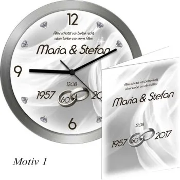 Überraschungsgeschenk Diamanthochzeit Uhr und Karte