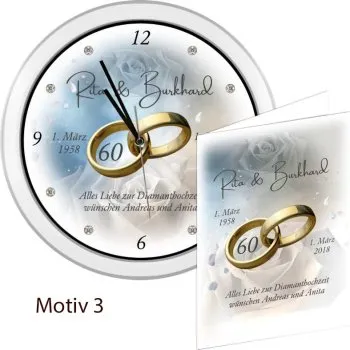 Weiße Diamant-Hochzeitsuhr - ein originelles Geschenk zum 60.Hochzeitstag
