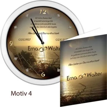 Weiße Diamant-Hochzeitsuhr - ein originelles Geschenk zum 60.Hochzeitstag