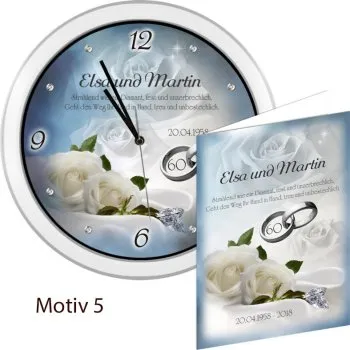 Weiße Diamant-Hochzeitsuhr - ein originelles Geschenk zum 60.Hochzeitstag