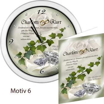 Weiße Diamant-Hochzeitsuhr - ein originelles Geschenk zum 60.Hochzeitstag