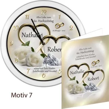 Weiße Diamant-Hochzeitsuhr - ein originelles Geschenk zum 60.Hochzeitstag
