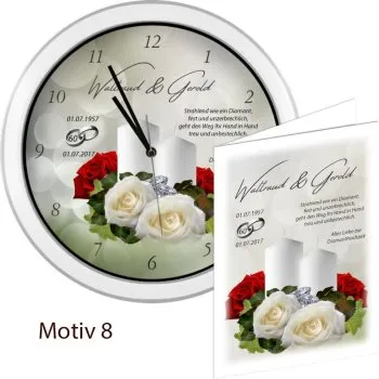 Weiße Diamant-Hochzeitsuhr - ein originelles Geschenk zum 60.Hochzeitstag