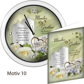 Weiße Diamant-Hochzeitsuhr - ein originelles Geschenk zum 60.Hochzeitstag