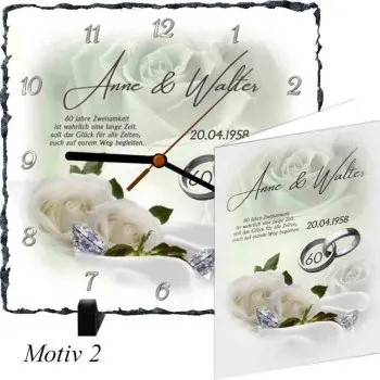 Diamanthochzeit Motiv 2 Schieferuhr
