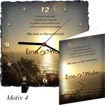 Schieferuhr Diamanthochzeit Motiv 4