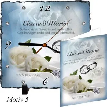 Schieferuhr zur Diamanthochzeit