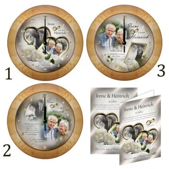 Zum 50. Hochzeitstag - Fotouhr Buchenholz