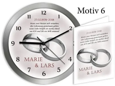 Geschenk zur Rubinhochzeit - Große Metalluhr 30cm mit Namen