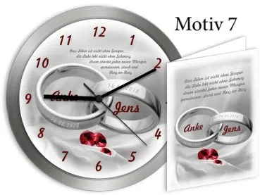 Geschenk zur Rubinhochzeit - Große Metalluhr 30cm mit Namen