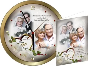 Wanduhr in Messingoptik als Geschenk zum 40. Hochzeitstag