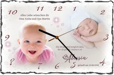 Geschenkidee - Taufgeschenk - Schieferbild - oder Schieferuhr