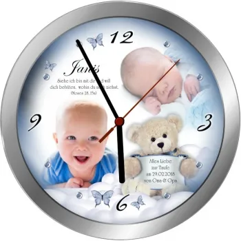 Taufgeschenk - personalisierte Fotouhr 30cm