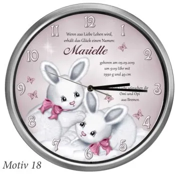 tolles Geschenk zur Geburt Geburtsuhr Häschen