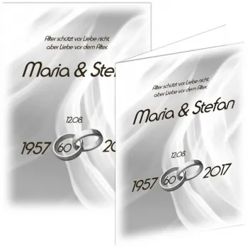 Diamanthochzeit Geschenk Hochzeitsuhr silber 30 cm, M1