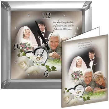 25 Jahre Ehe-Fotouhr-romantisches Geschenk zur Silberhochzeit