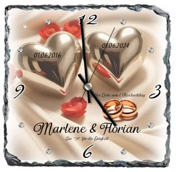 Kupferhochzeit - Schieferuhr zum 7. Hochzeitstag