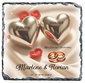 Preview: Schieferbild mit Namen zum 7. Hochzeitstag