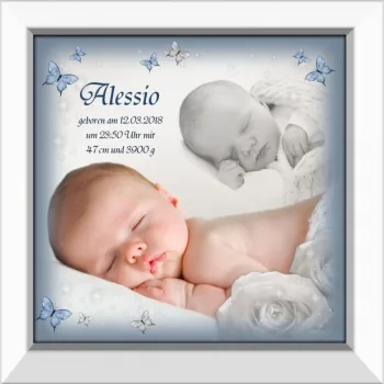 Babyfoto als Bild mit Holzrahmen
