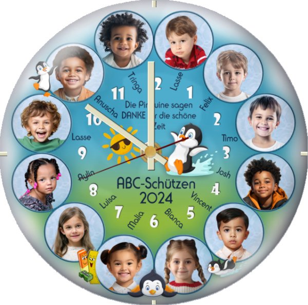 Die kleinen Pinguine sagen danke mit Einzelfotos der Kinder!