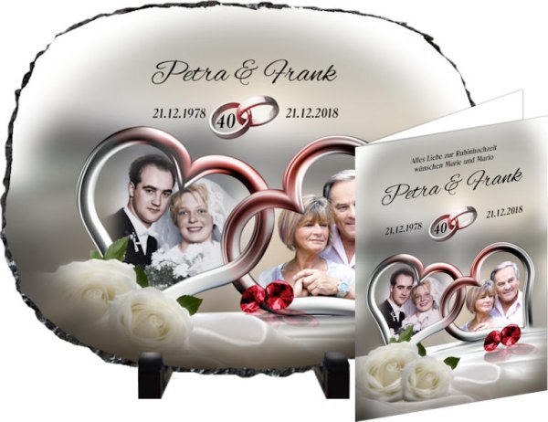 Fotouhr oval zum 40. Hochzeitstag