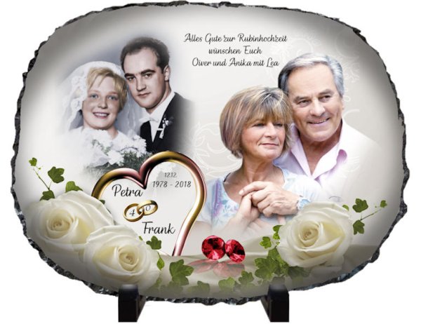 Zur Rubinhochzeit eine Fotouhr