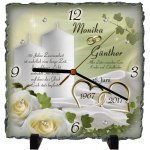 Geschenk Goldene Hochzeit - Schieferuhr - Motiv mit Namen und Datum