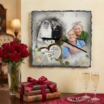 Schieferbild oder Schieferuhr mit Fotos - die ungewöhnliche Geschenkidee zur Rubinhochzeit
