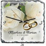 Einzigartiges Hochzeitsgeschenk - Personalisierte Schieferplattenuhr